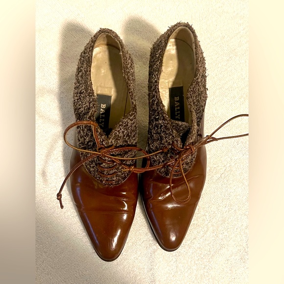 BALLY Italy Classic “GRACE” Leather Tie-Up Kitten Heel Shoes 6.5 M - Picture 9 of 10